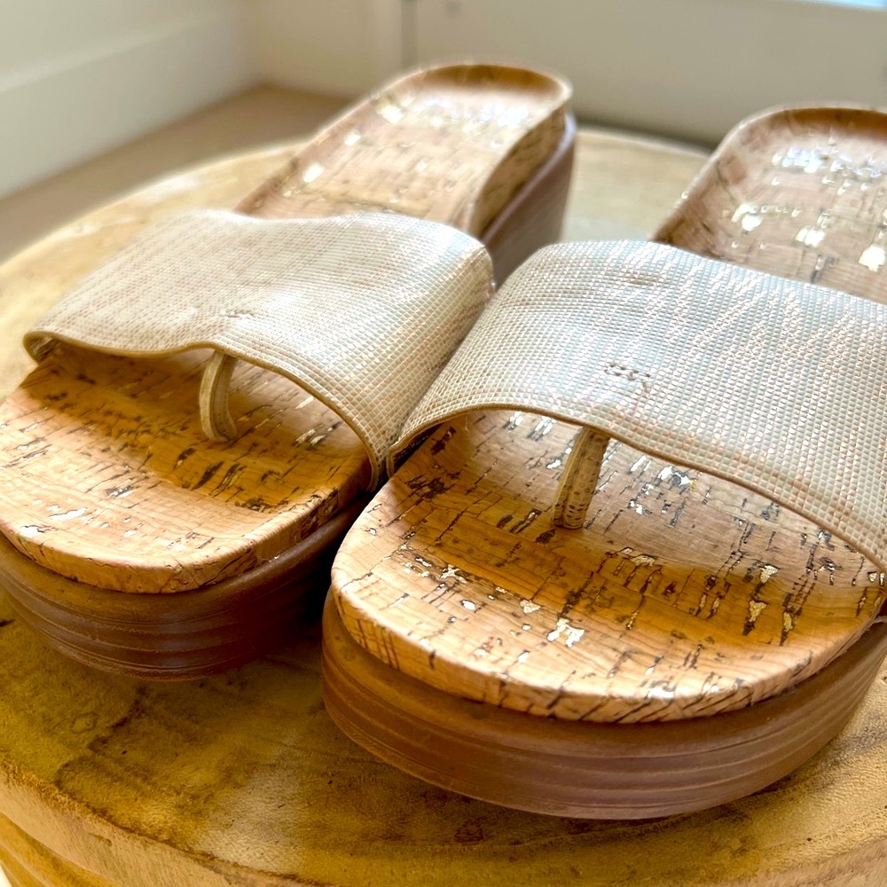 NWOT Donald J Pliner gold slide sandals